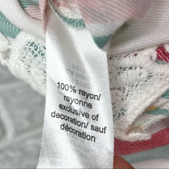 Maurices Multicolored Striped Cold Shoulder Button Up Shirt Size Medium w/ Lace - Picture 8 of 10